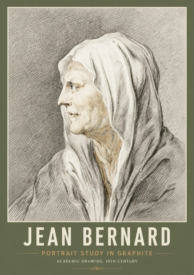 Jean Bernard Profile Study of a Hooded Figure No6 - Póster