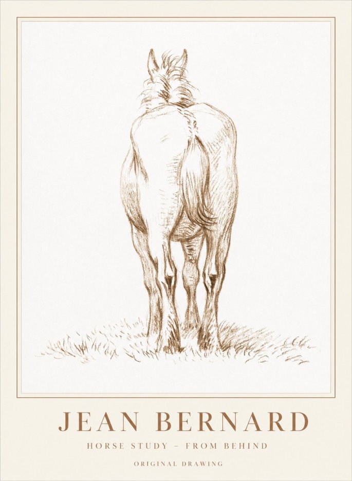 Jean Bernard Horse Study - from Behind No1 - Póster