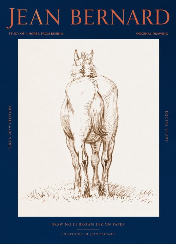 Jean Bernard Horse Study - from Behind No3 - Póster