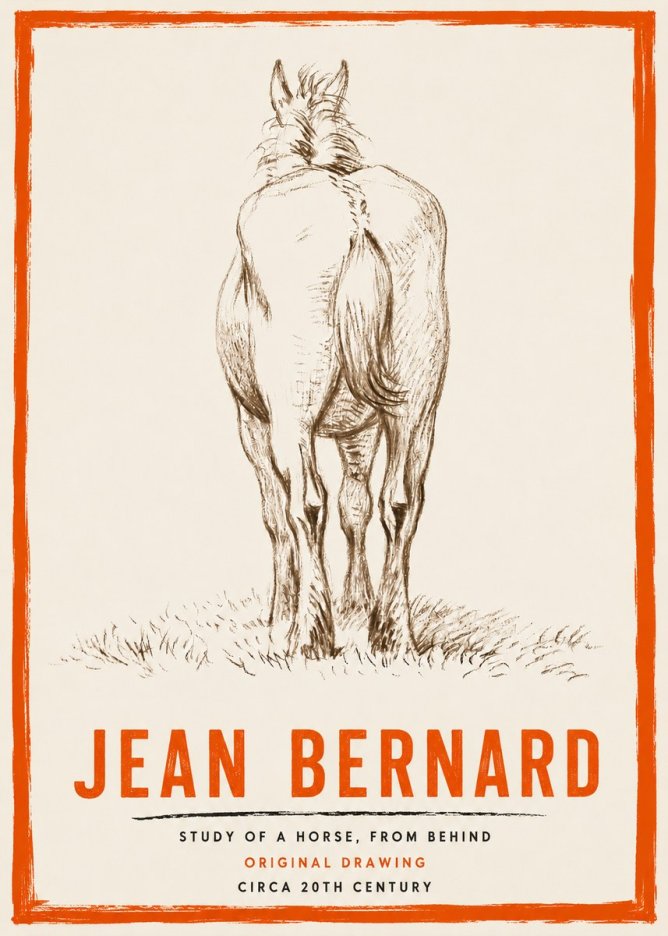 Jean Bernard Horse Study - from Behind No4 - Póster