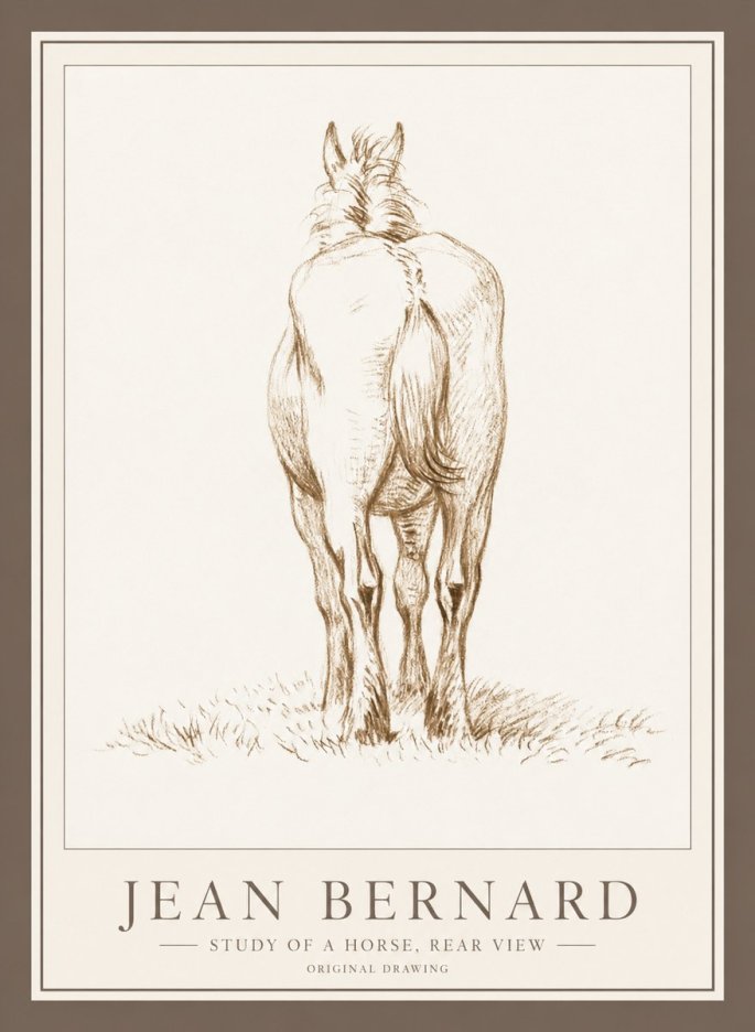 Jean Bernard Horse Study - from Behind No5 - Póster
