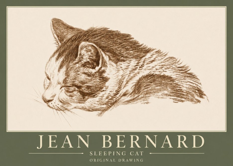 Jean Bernard Sleeping Cat II No3 - Póster