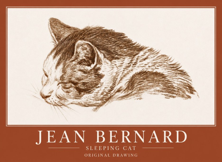 Jean Bernard Sleeping Cat II No4 - Póster