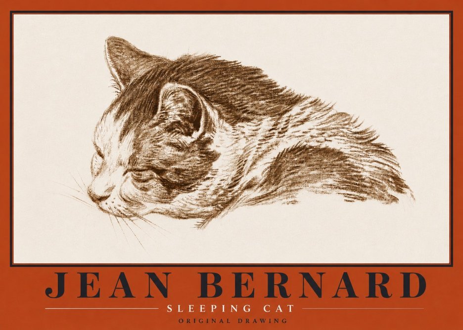Jean Bernard Sleeping Cat II No5 - Póster
