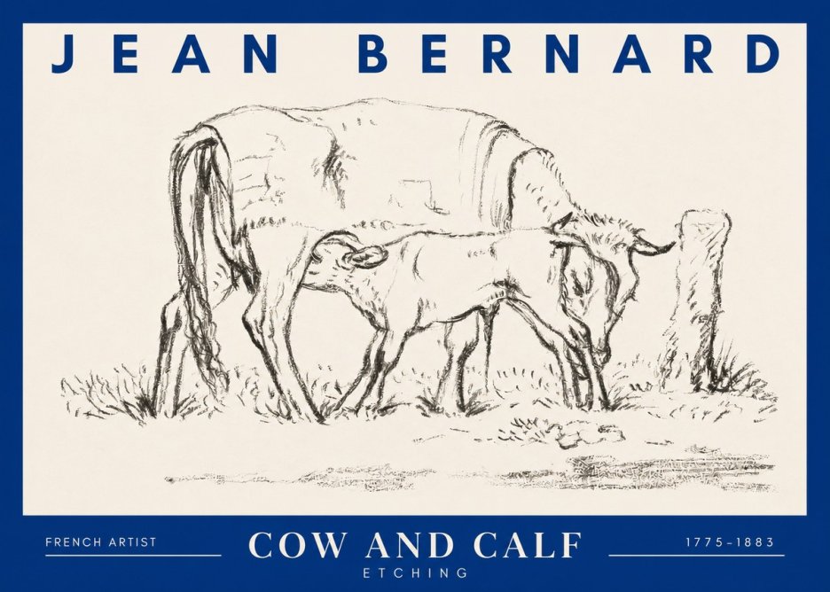 Jean Bernard Cow and Calf I No2 - Póster
