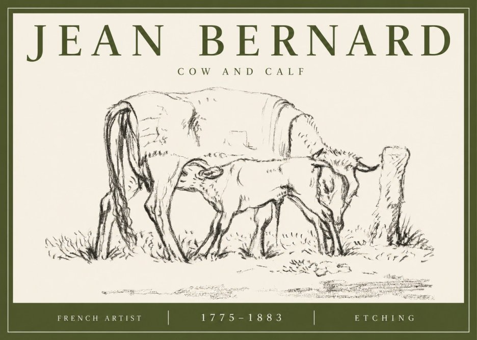 Jean Bernard Cow and Calf I No3 - Póster