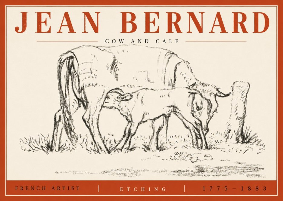 Jean Bernard Cow and Calf I No4 - Póster