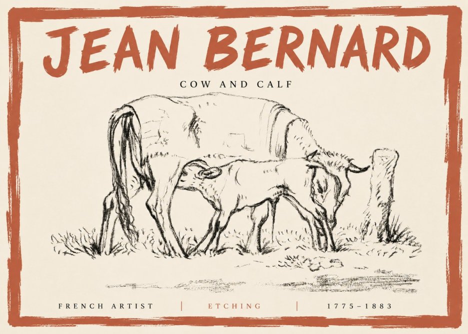 Jean Bernard Cow and Calf I No5 - Póster
