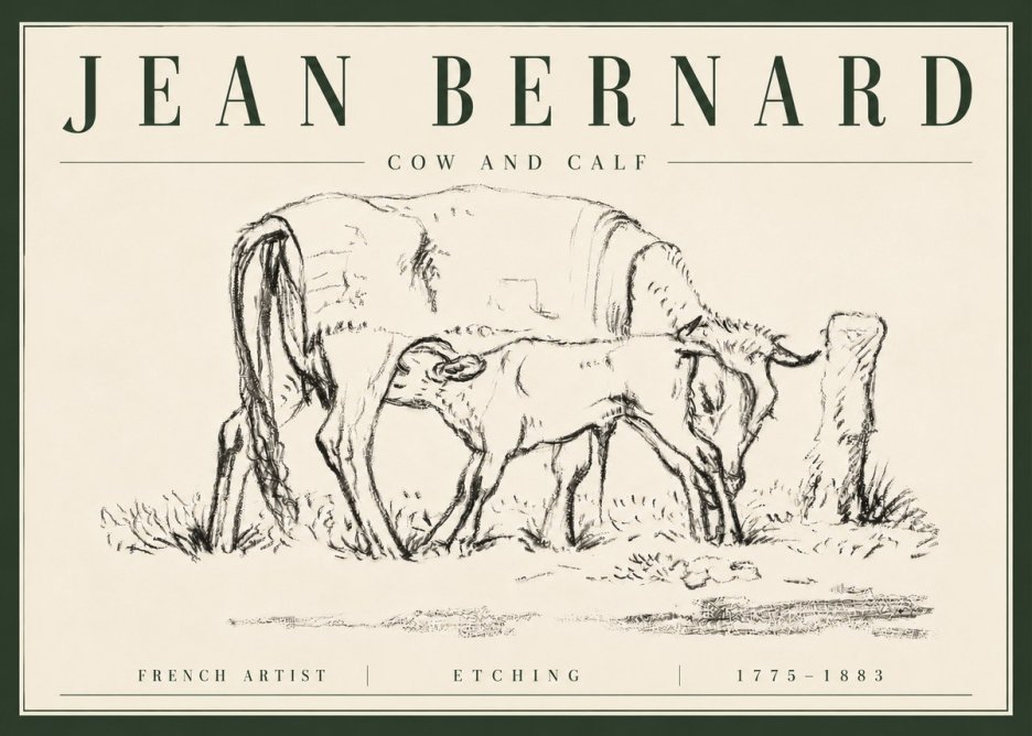 Jean Bernard Cow and Calf I No6 - Póster