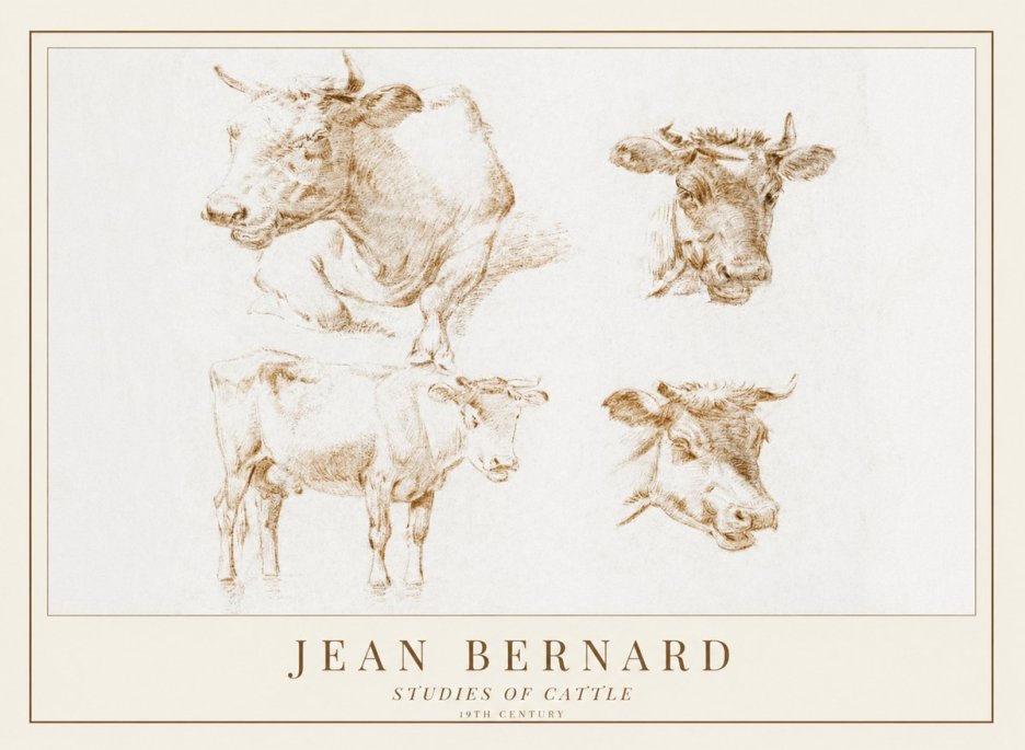 Jean Bernard Studies of Cattle II No1 - Póster