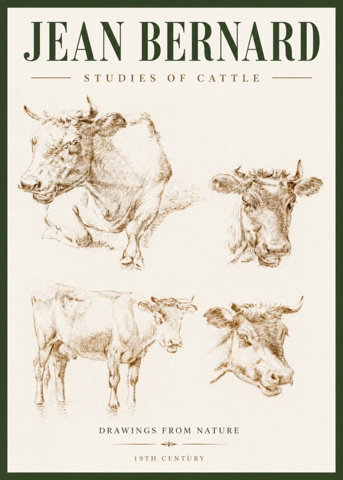 Jean Bernard Studies of Cattle II No2 - Póster