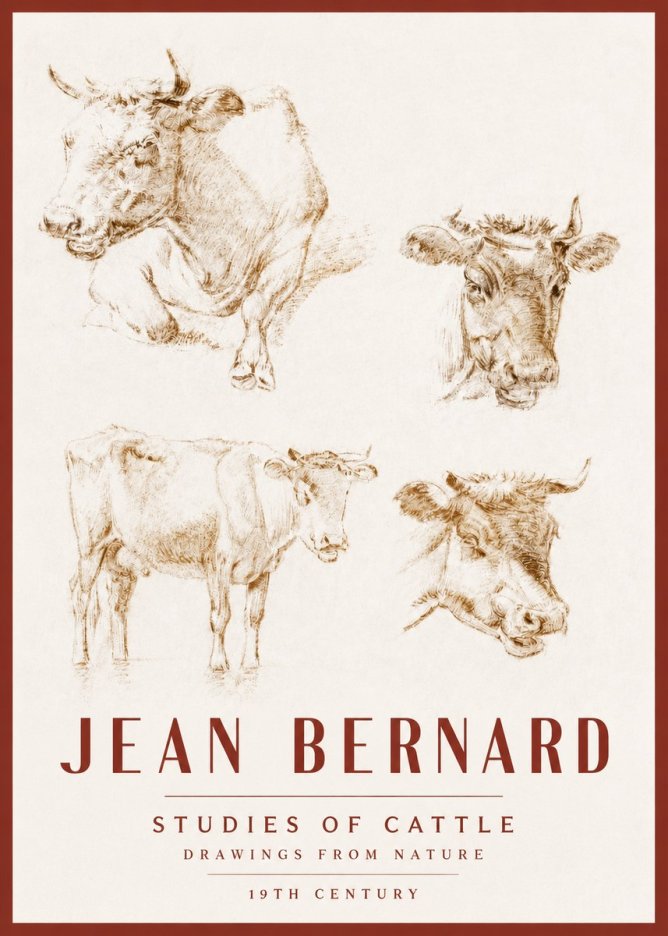 Jean Bernard Studies of Cattle II No3 - Póster