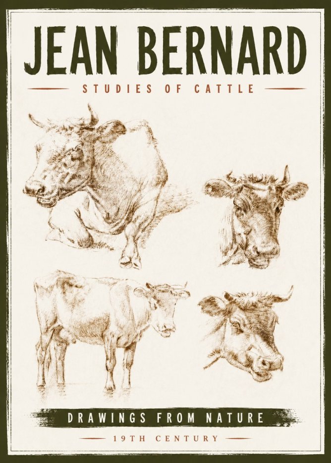 Jean Bernard Studies of Cattle II No6 - Póster