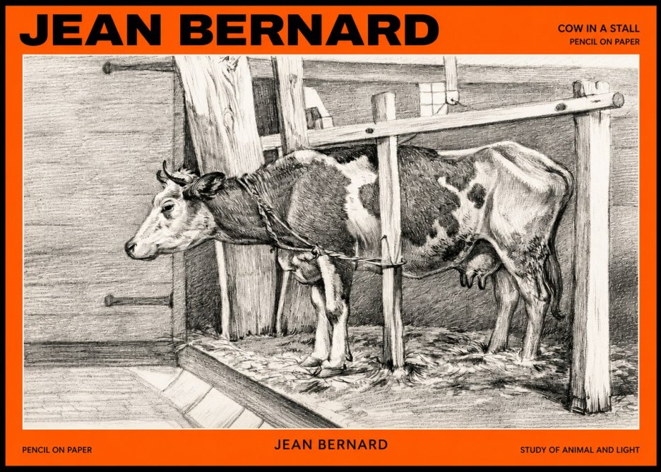 Jean Bernard Cow in a Stall No2 - Póster