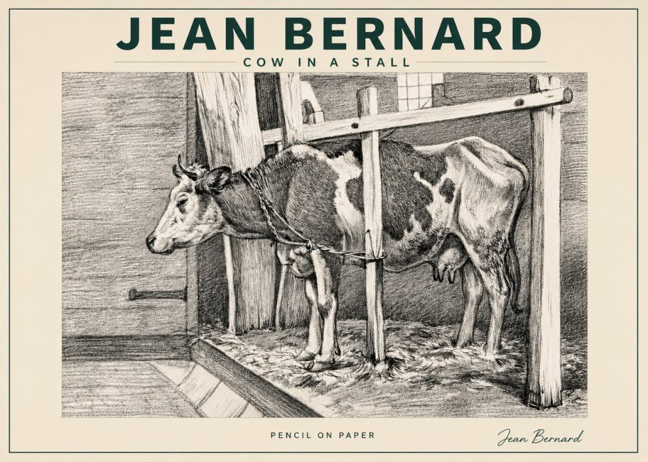 Jean Bernard Cow in a Stall No3 - Póster