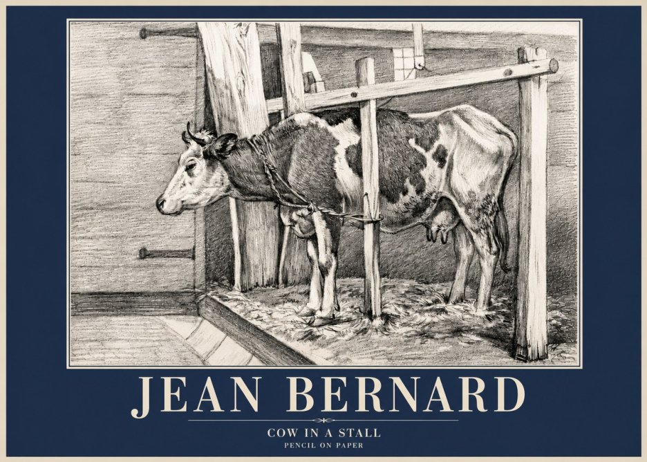 Jean Bernard Cow in a Stall No4 - Póster