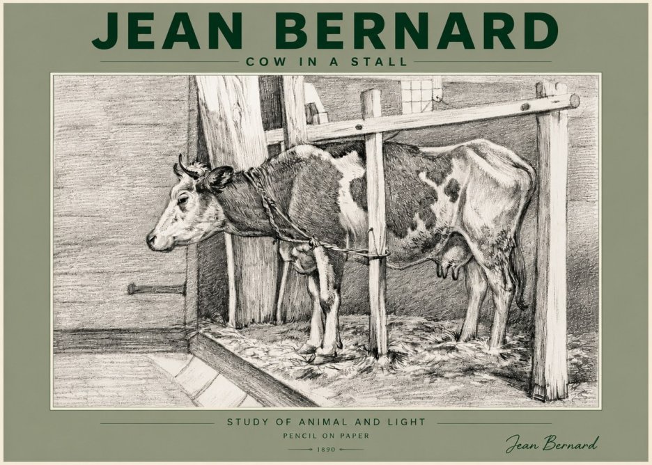 Jean Bernard Cow in a Stall No5 - Póster