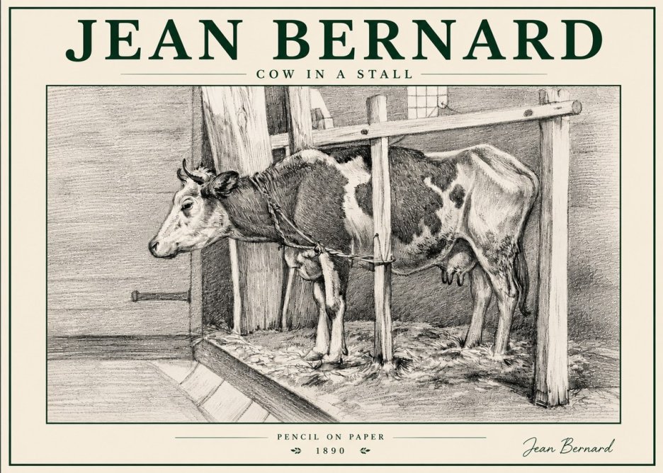 Jean Bernard Cow in a Stall No6 - Póster