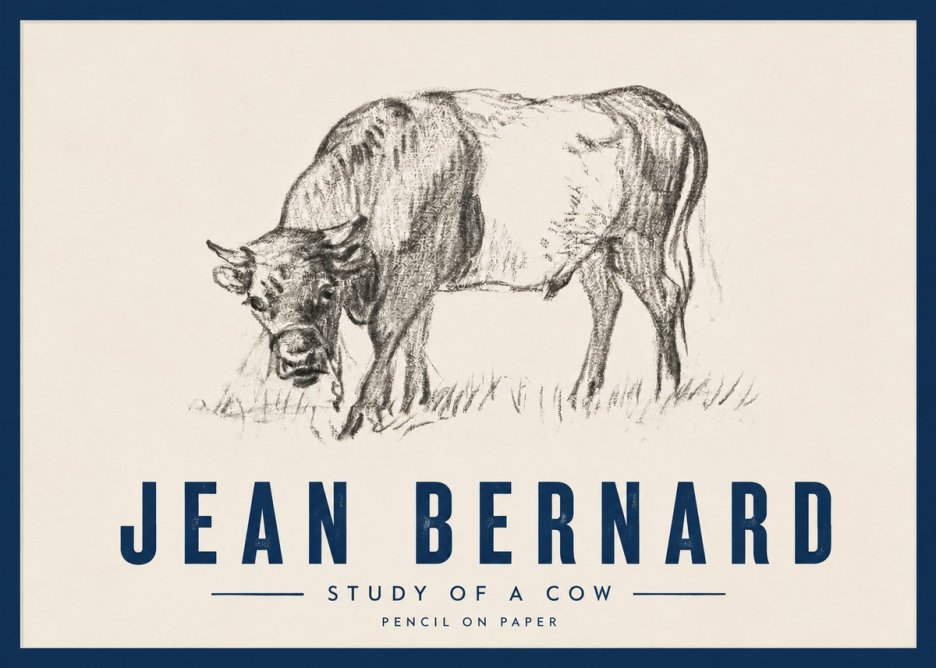 Jean Bernard Study of a Cow II No4 - Póster