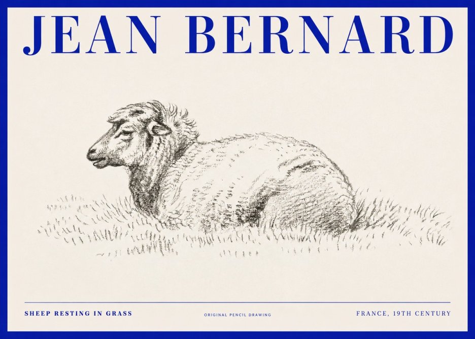 Jean Bernard Sheep Resting in Grass No2 - Póster