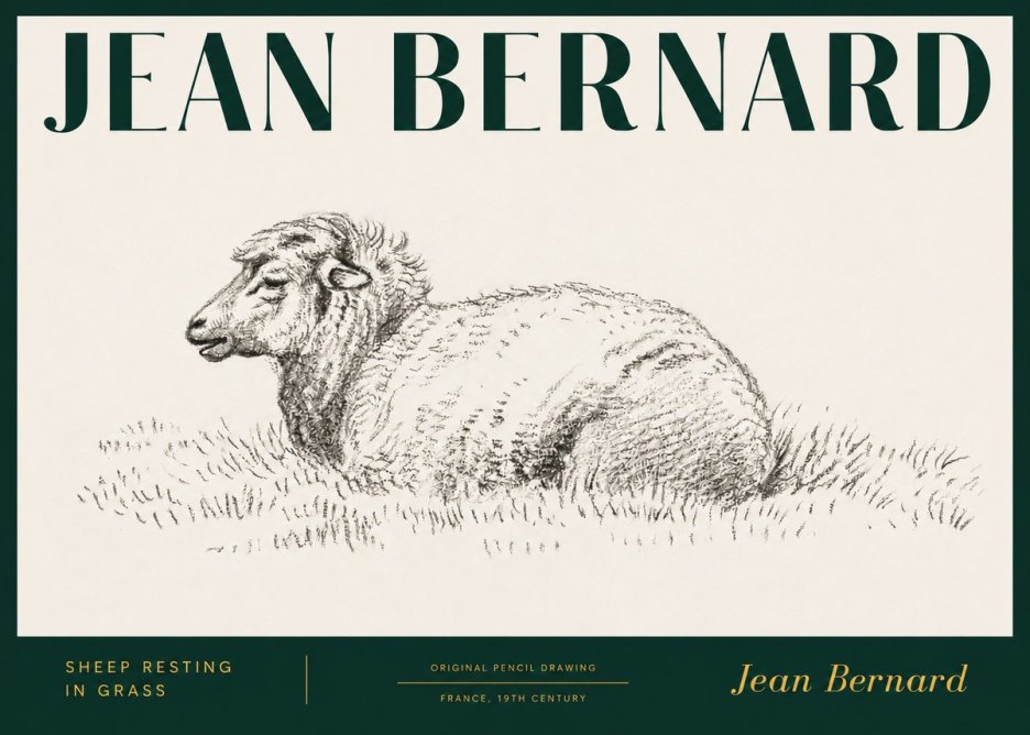 Jean Bernard Sheep Resting in Grass No3 - Póster