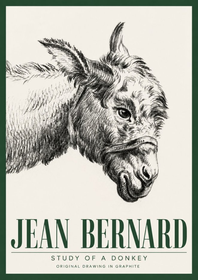 Jean Bernard Study of a Donkey I No3 - Póster