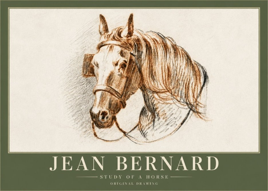 Jean Bernard Study of a Horse V No3 - Póster