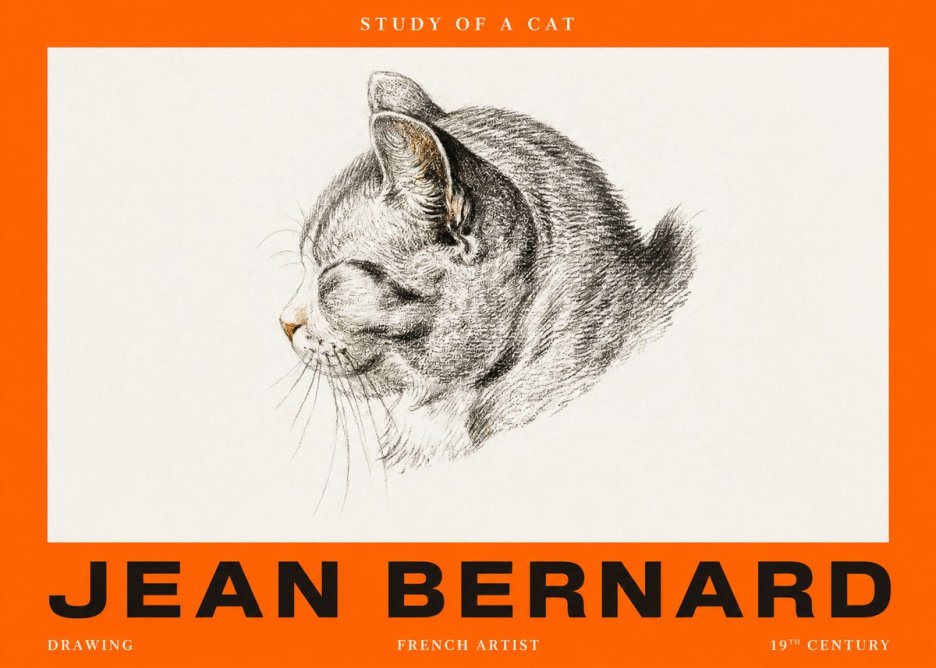 Jean Bernard Study of a Cat I No2 - Póster
