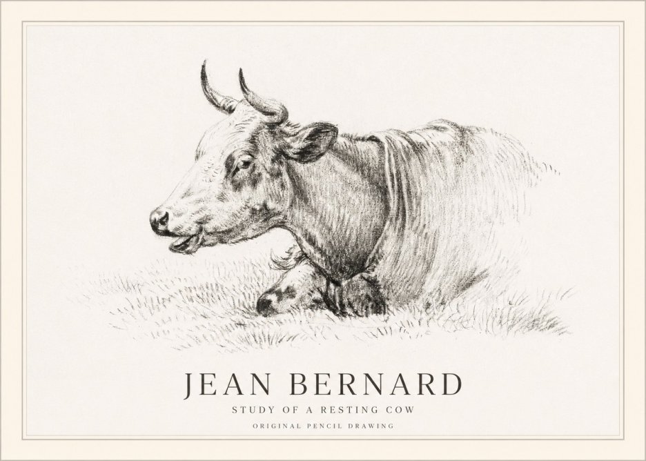 Jean Bernard Study of a Resting Cow IV No1 - Póster