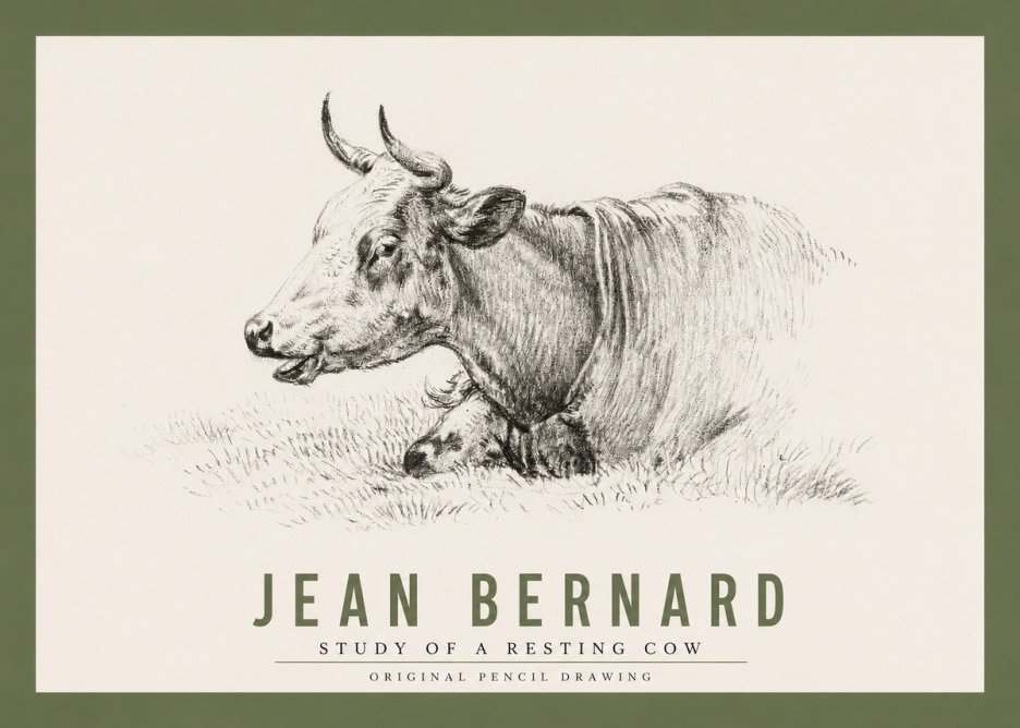 Jean Bernard Study of a Resting Cow IV No2 - Póster