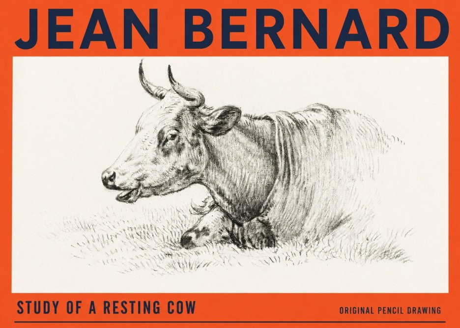 Jean Bernard Study of a Resting Cow IV No3 - Póster