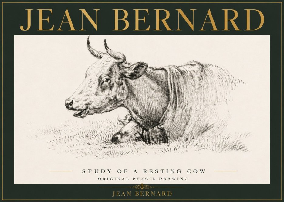 Jean Bernard Study of a Resting Cow IV No5 - Póster