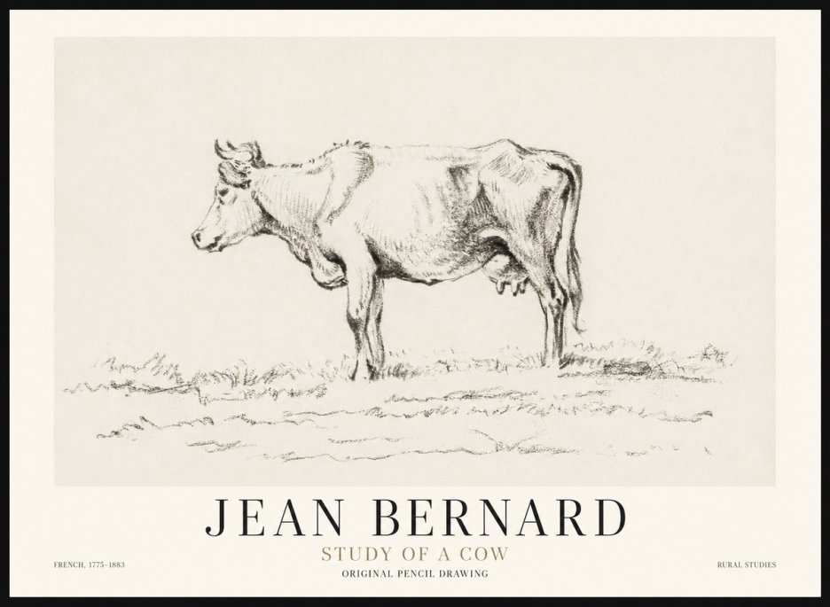 Jean Bernard Study of a Cow III No1 - Póster