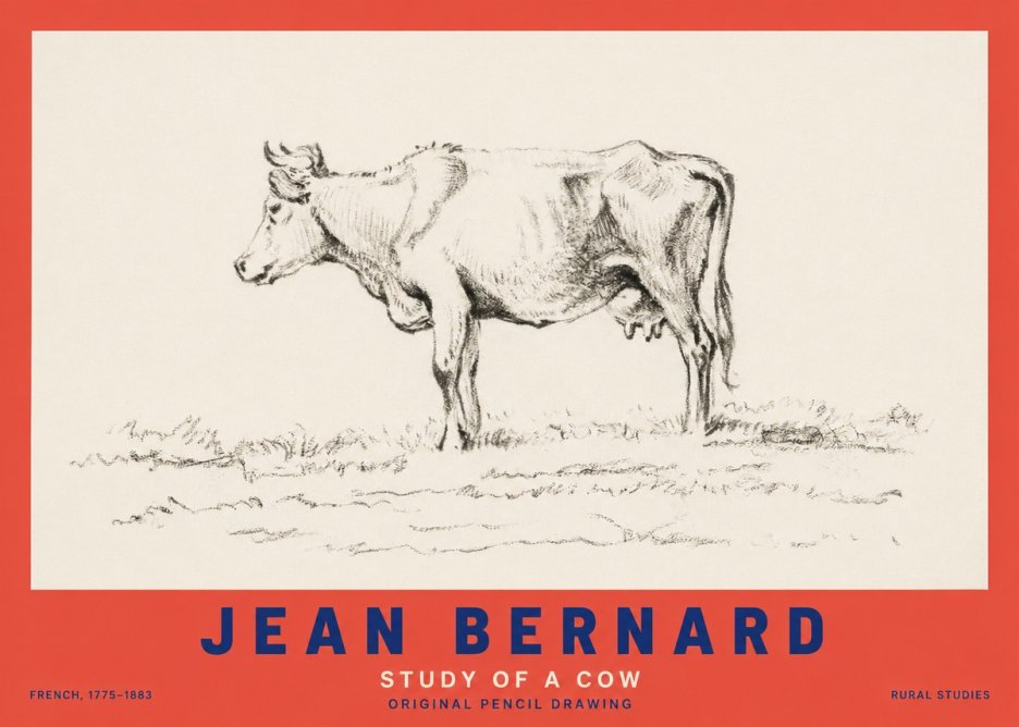 Jean Bernard Study of a Cow III No2 - Póster