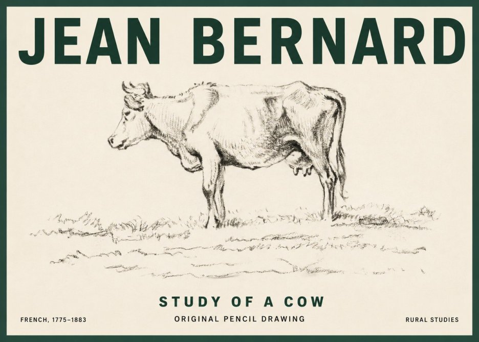 Jean Bernard Study of a Cow III No3 - Póster