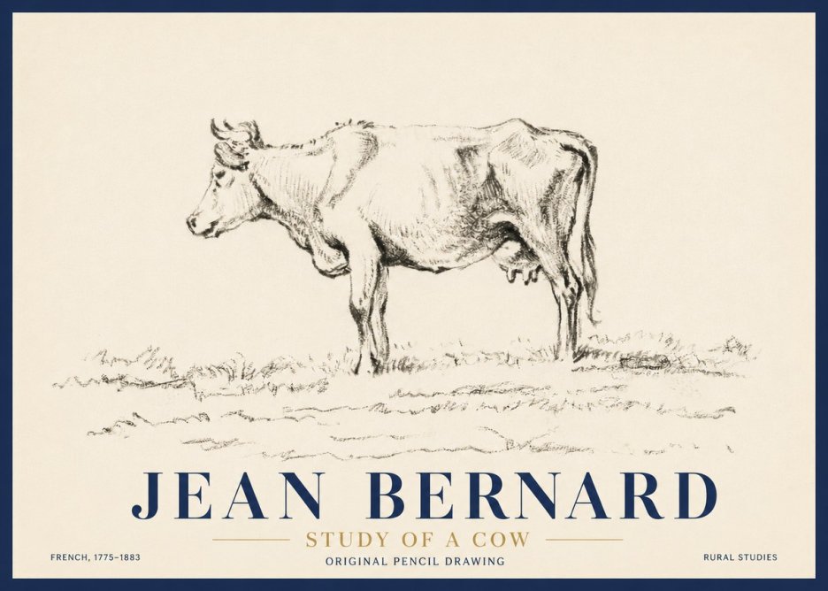 Jean Bernard Study of a Cow III No4 - Póster