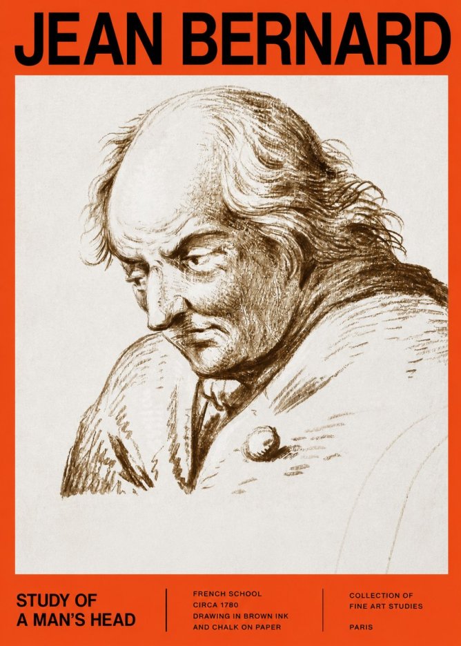 Jean Bernard Study of a Man's Head No2 - Póster
