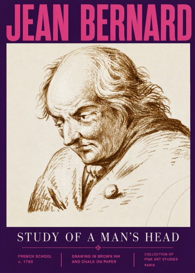 Jean Bernard Study of a Man's Head No5 - Póster