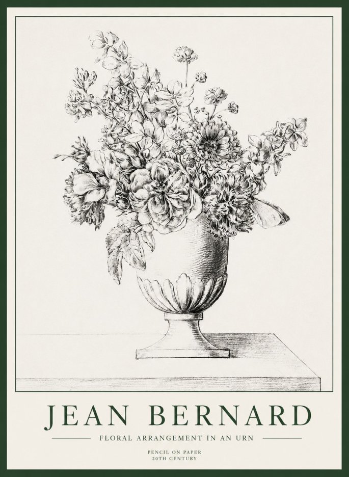 Jean Bernard Floral Arrangement in an Urn No1 - Póster
