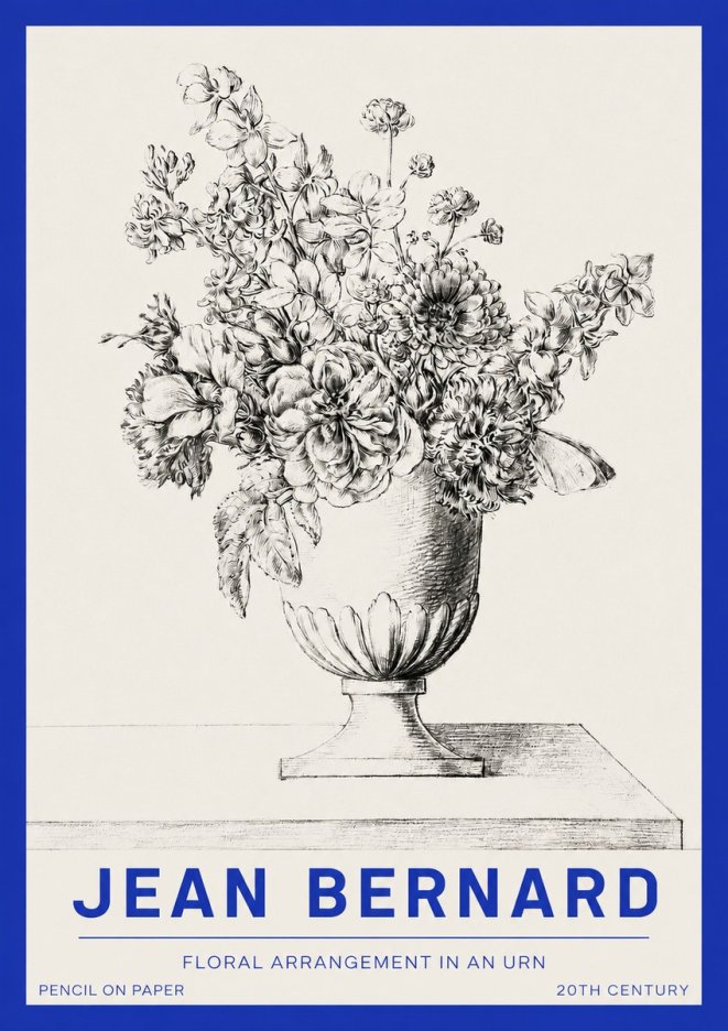 Jean Bernard Floral Arrangement in an Urn No2 - Póster