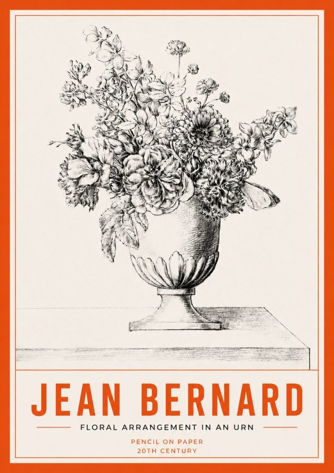 Jean Bernard Floral Arrangement in an Urn No3 - Póster