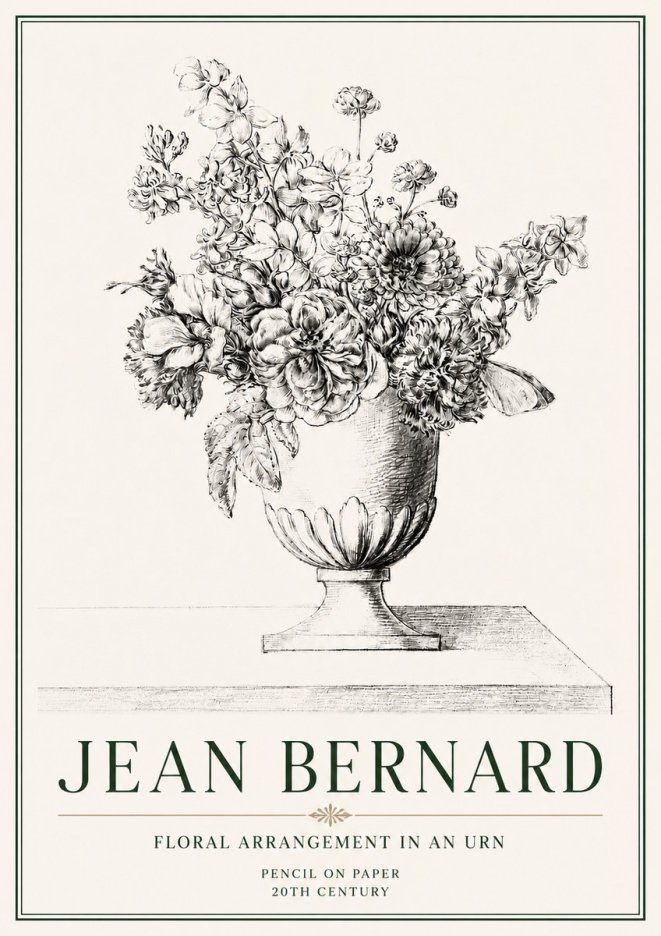 Jean Bernard Floral Arrangement in an Urn No4 - Póster