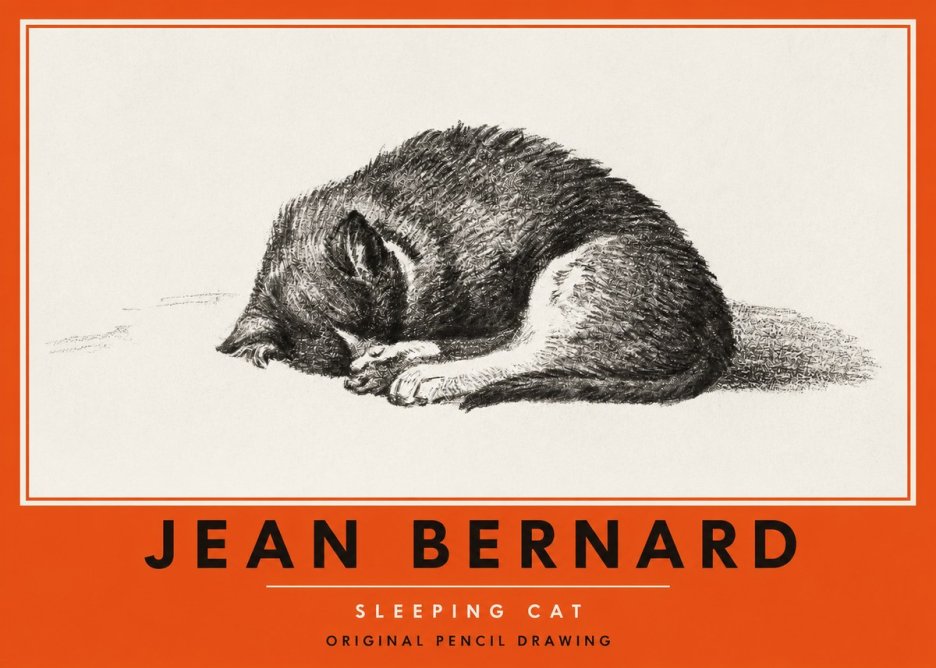 Jean Bernard Sleeping Cat III No2 - Póster