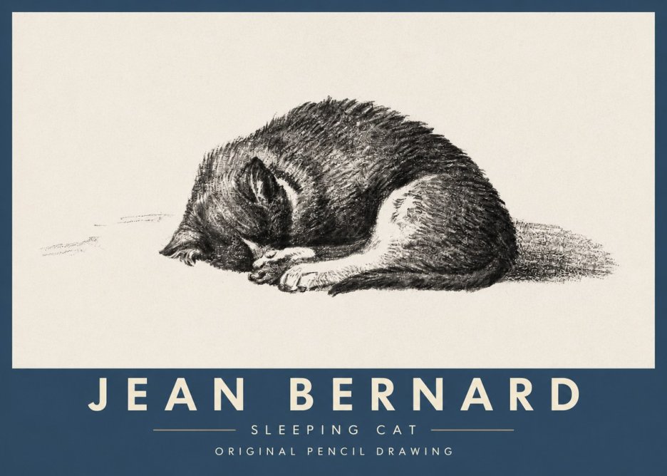 Jean Bernard Sleeping Cat III No4 - Póster