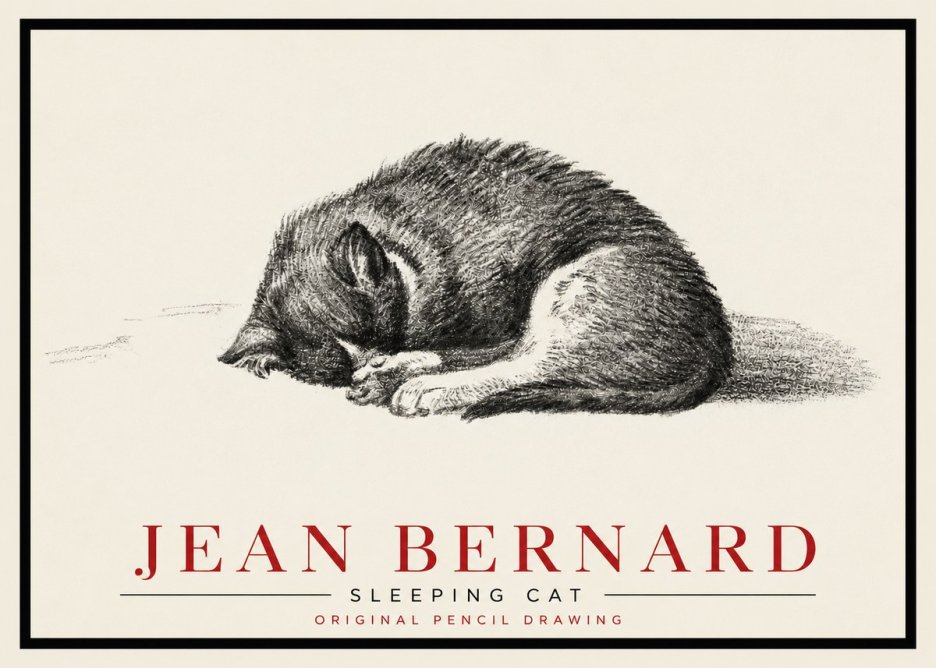 Jean Bernard Sleeping Cat III No5 - Póster