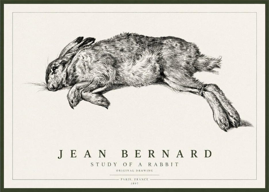 Jean Bernard Study of a Rabbit No1 - Póster