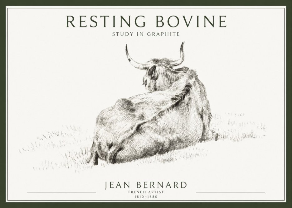 Jean Bernard Resting Bovine - Study in Graphite No1 - Póster