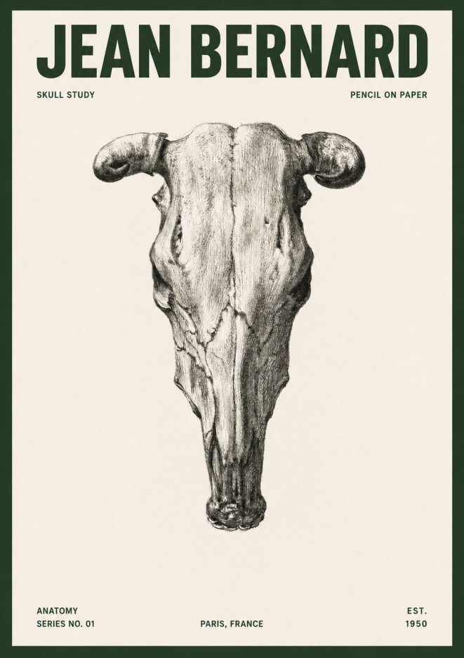 Jean Bernard Skull Study No5 - Póster