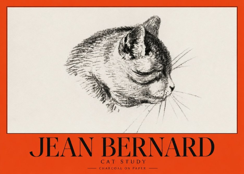 Jean Bernard Cat Study IV No3 - Póster