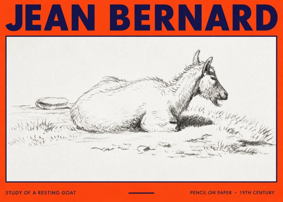 Jean Bernard Study of a Resting Goat No3 - Póster